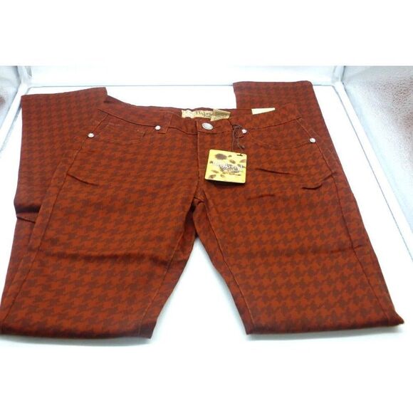 Hybrid and Company Junior'sToothshound Print Skinny Jeans, Burnt Red, 15 - Picture 1 of 10